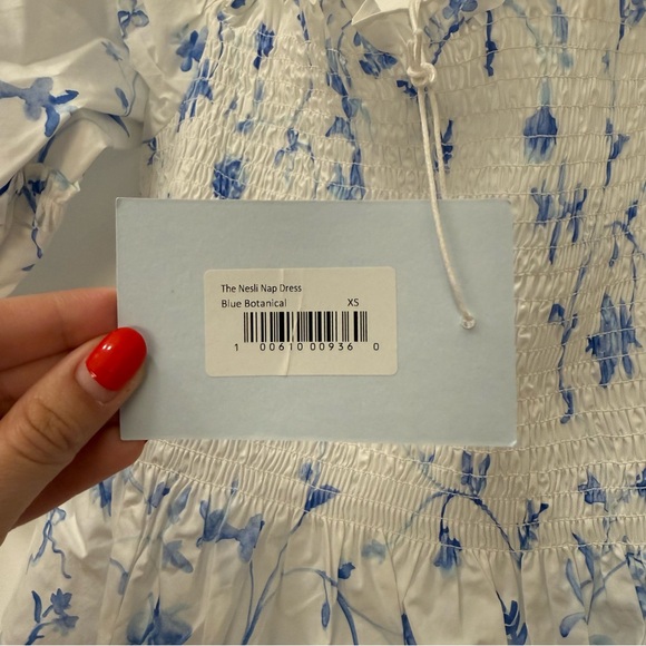 Hill House - Nesli Nap Dress, Blue Botanical - XS - Picture 3 of 3